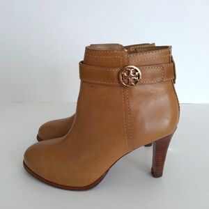 Tory Burch Bristol Genuine Leather Heeled Camel/Tan Booties